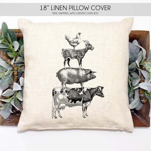 Animal pillow cover, farm animal pillow, country pillow, farm life pillow, farm pillow, country décor, animal décor, farmhouse pillow