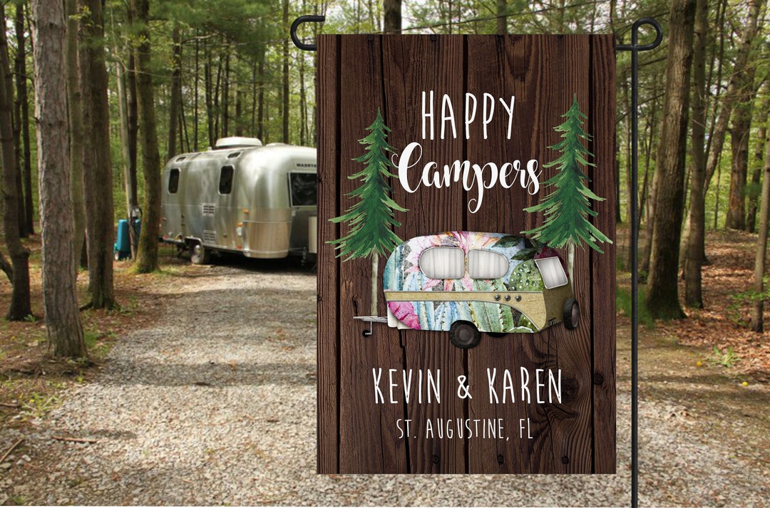 Personalized Night Camping At Beach Garden Flag - Whole Family Up to 2 Kids 3 Pets - R8SZGQ