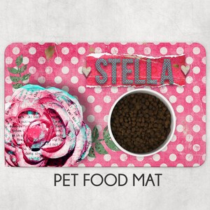Pet mat, pet feeding mat, personalized pet mat, pet place mat, new pet gift, floral pet mat, girly pet mat, dog food mat, cat food mat