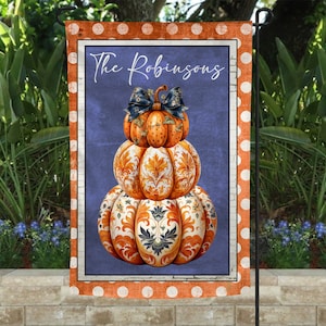 Fall Garden flag, fall flag, pumpkin garden flag, fall pumpkin flag, hello fall flag, personalized fall garden flag, personalized fall flag