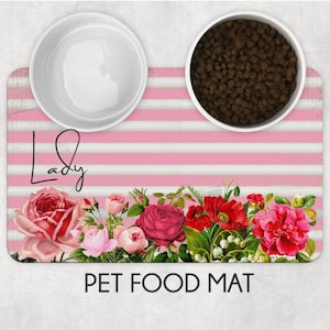 Pet mat, pet feeding mat, personalized pet mat, pet place mat, new pet gift, floral pet mat, dog food mat, girly pet mat, flowery pet mat