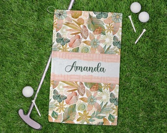 personalized tropical golf towel, custom golf towel, personalized golf gift, custom golf bag towel, tropical golf towel, golf lover gift