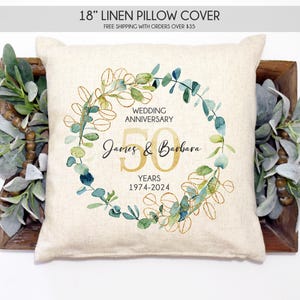 Anniversary pillow cover, 25th anniversary pillow, 50th anniversary pillow, 25th anniversary gift, 50th anniversary gift, Anniversary gift