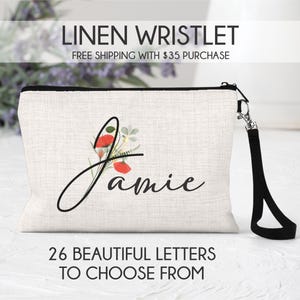 Personalized makeup bag, floral makeup bag, bridesmaid gift, bridesmaid bag, wildflower makeup bag, wildflower bag, wildflower gift