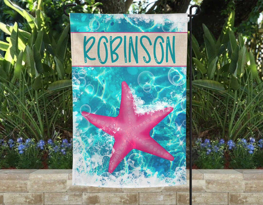 Beach Garden Flag, Summer Garden Flag, Starfish Garden Flag, Tropical ...