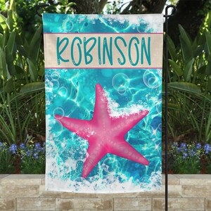 Beach garden flag, summer garden flag, starfish garden flag, tropical garden flag, welcome flag, personalized garden flag, starfish flag