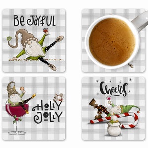 Christmas coasters, funny Christmas coasters, housewarming gift, Christmas wine coasters, hostess gift, funny wine coasters, holiday coaster