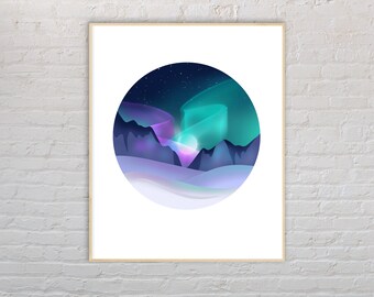 Northern Lights Printable Art / Northern Lights Print Download /  Aurora Clipart / Northern Lights Decor / Aurora Graphic Download