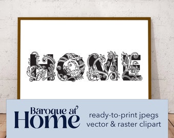 Home Printable Wall Art / Typography Art /  Word Art / Home Clipart / Home Printable Poster / Typography Poster