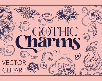 Vector Gothic Clipart / Vintage Flourish Clipart SVG /  Gothic Ornaments / Ornament Clipart / Gothic Frame/ Victorian Clipart