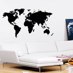 World Map Wall Art Vinyl Wall Art Sticker Decal Living Room, Bedroom, Hall image 1