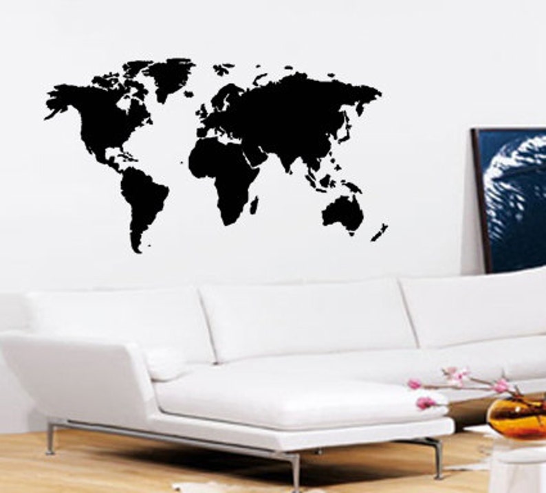 World Map Wall Art Vinyl Wall Art Sticker Decal Living Room, Bedroom, Hall image 1