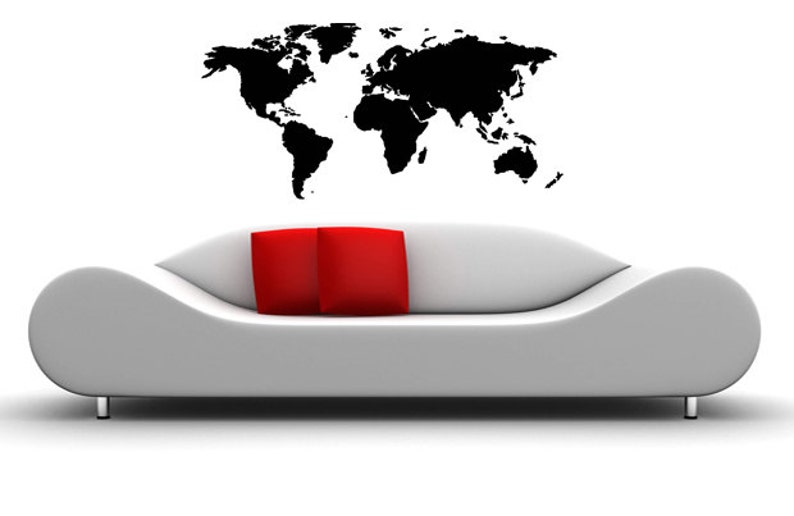 World Map Wall Art Vinyl Wall Art Sticker Decal Living Room, Bedroom