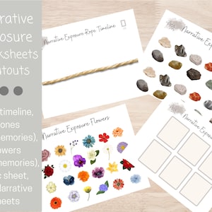 Narrative Exposure Worksheets- 7 digital, PDF. Narrative Exposure Therapy, trauma work, hot memories, cold memories, PTSD, trauma informed