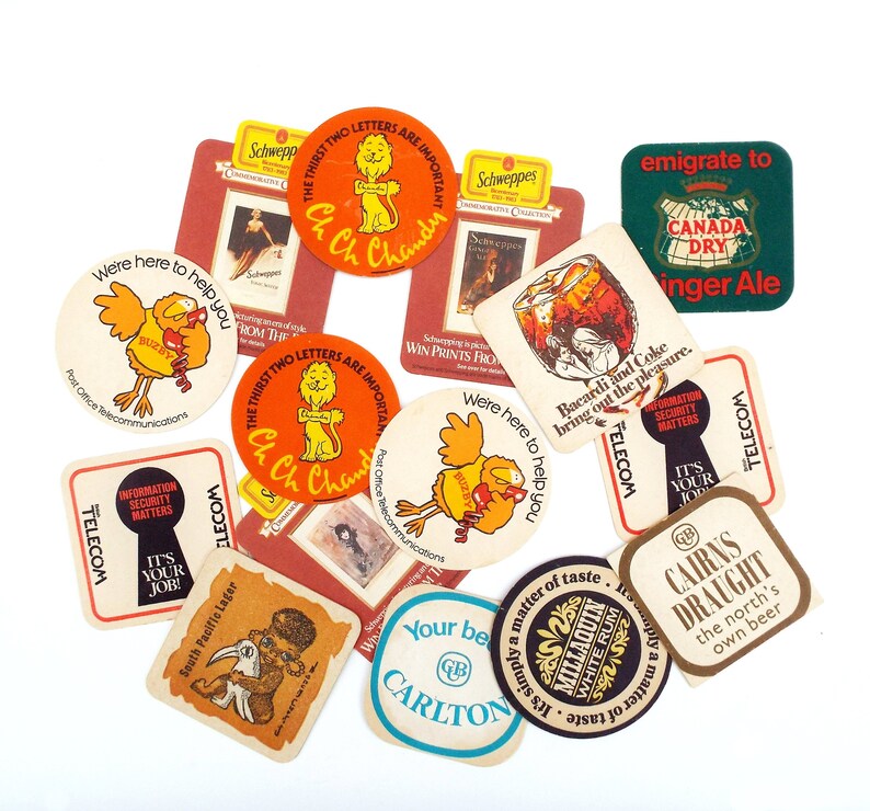 Retro Drink Coasters Drip Mats 15 Advertising Beer Mats Etsy