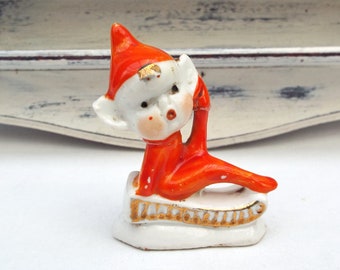 Miniature Pixie Imp Figure - Imperfect Repaired - Vintage Ceramic - 5.5cms 2 inches Height -