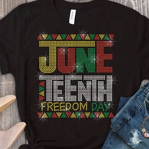 Colorful Juneteenth Freedom Day Rhinestone Template Bling Transfer Rhinestone SVG DXF PNG for Cricut Silhouette Digital Cut File Machines