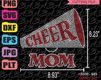 Cheer Mom Megaphone Speaker Rhinestone Template Bling Transfer Rhinestone SVG DXF PNG file for Cricut Silhouette Digital Cut File Machines