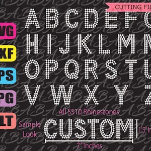 Rhinestone Transfer Template Block Font 1.5" Mayúsculas - Esta NO es una fuente tipeable SVG DXF archivo Descarga instantánea Cricut Silhouette
