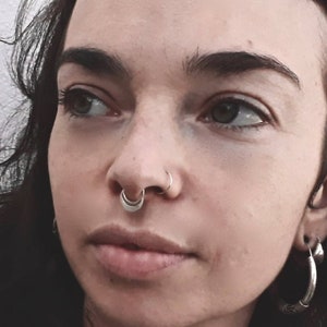 Moon Septum Ring, Tribal Septum Ring, 18g Septum Ring, Septum Jewelry, Solid Gold Septum Ring, Half Moon Septum Piercing