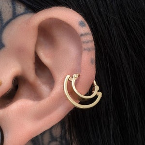 Gold Wide Helix Piercing Clicker, Septum Jewelry, Double Piercing Ring Conch Hoop, Ear Cuff Cartilage Earrings, Septum Ring