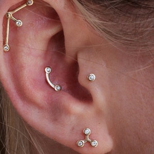 14k Gold Conch Stud Earrings, Comet Earrings, Conch Piercing, Conch Jewelry, Helix Stud Earrings, Cartilage Studs, Cartilage Piercing