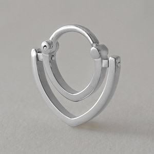 Dubbele witgouden clicker dangle daith-oorbellen, gouden septumring, helixring of kraakbeenring, 18G, 16G