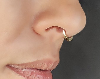 14k Gold Septum Ring, Dainty Septum Ring, Nose Jewelry, Minimalist Septum Piercing, 16g/18g Septum Ring, Indian Septum Ring, Small Septum