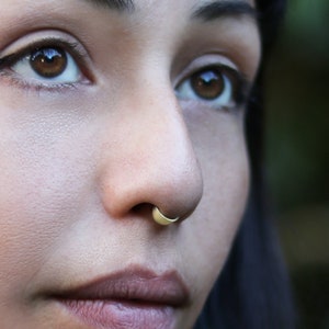 Septum Jewelry 14k Gold, Tribal Piercing 18g, Wide Cuff Nose Ring, Seamless / Seam Ring, unique nose jewelry, Cartilage Hoop, 16g, 7-10mm