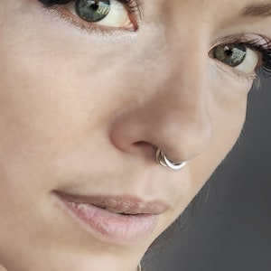 Septum Clicker 18g, Double Septum Ring, Septum Cuff, Silver Nose Ring, Tragus Jewelry, Cartilage Piercing, Helix Ring, Nose Hoop