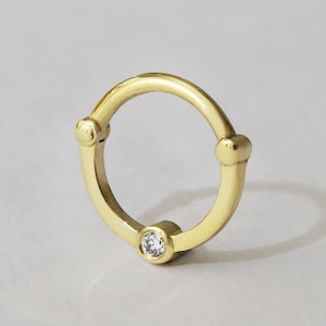 Tiny Diamond Clicker for Rook or Tragus – 14k Gold Hinged Hoop, Minimal Piercing Ring, 16g/18g