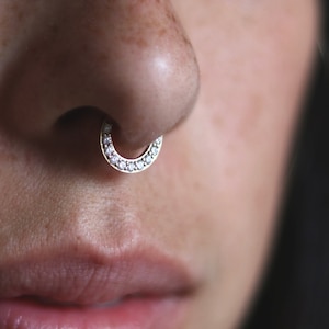 14k Gold Septum Jewelry Real Diamond Nose Ring Hoop Clicker Helix Daith Earring Conch Piercing Cuff