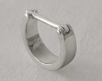 14k White Gold Septum Ring, Septum Clicker, Septum Cuff, Septum Jewelry, Septum Piercing, 18g Septum Ring, Handmade Piercing Jewelry