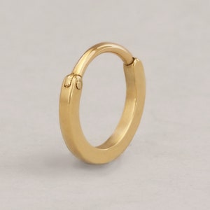 14K Gold Square Profile Hoop – Classic Clicker for Nostril, Cartilage, Septum | 18G 16G 14G | 7–10mm Sizes