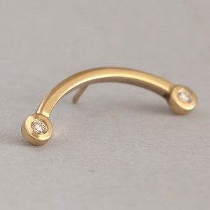 14k Gold Helix , Arc Cartilage Earrings, Helix Upper Ear Cartilage Piercing Jewellery, Flat Back Cartilage Threadless End Ear Climbers