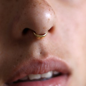 14k Solid Gold Septum Piercing, Small Septum Clicker, Minimalist Septum Jewelry, Dainty Septum Ring, Wide Septum Ring, 18g/16g Septum Ring