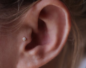 Tragus Diamond Stud, Tiny Tragus Stud, Small Stud Earring, 14k