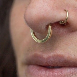 14K Gold Septum Jewelry Piercing Clicker, 18g, 16g, 14g, Daith Earring, Conch Piercing, Helix Hoop, Nose Ring