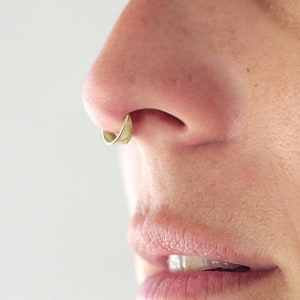 Septum Jewelry, Dainty Indian Cuff Solid Gold Nose Ring, Daith Earring, Rook, Helix and Cartilage Hoop in 14k, 7mm, 8mm, 9mm, 10mm, 18g, 16g