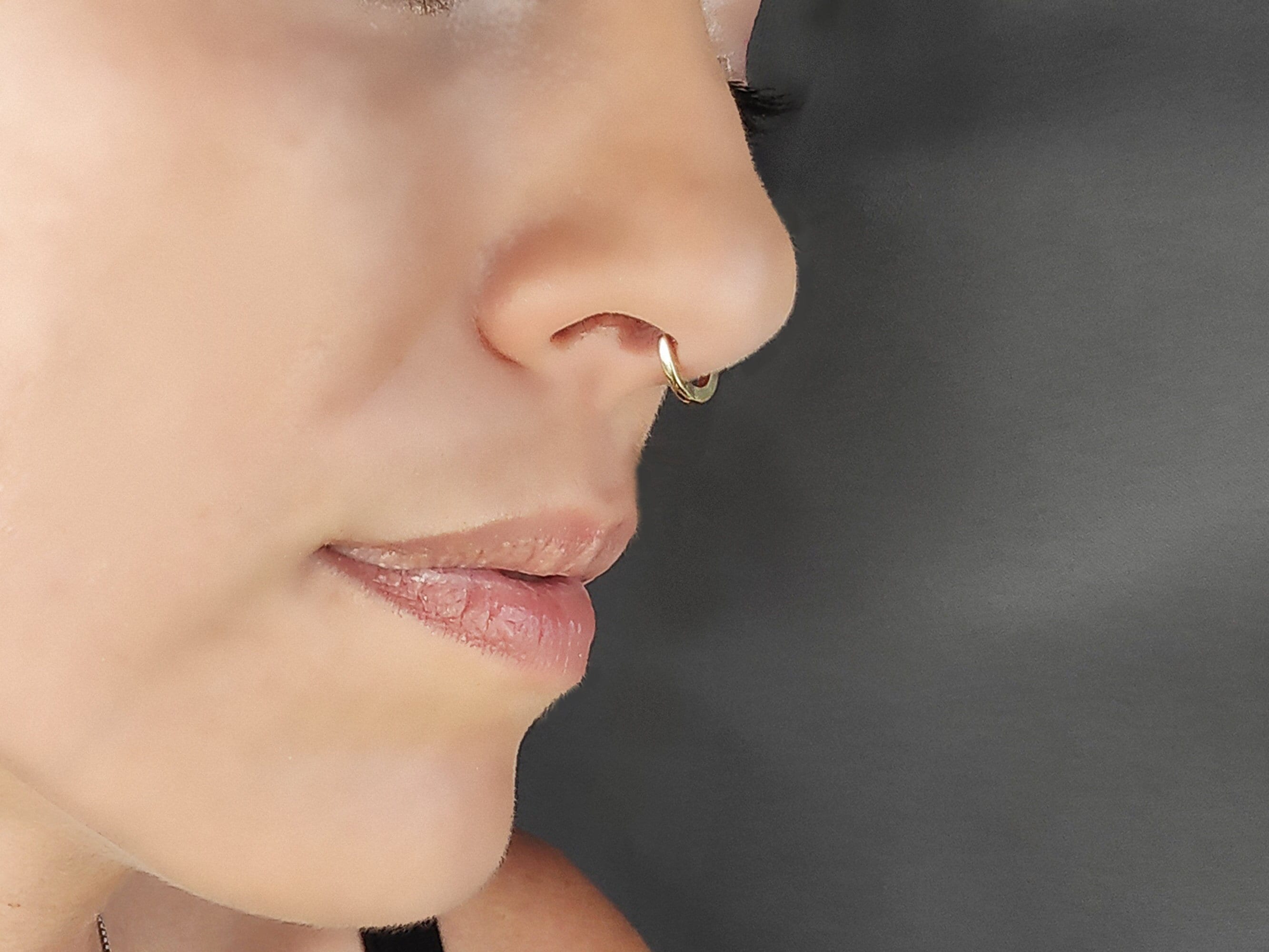 Buy Minimalist Nose Ring, Nose Hoop, Sterling Silver, Fake Septum Piercing,  Huggie Nose Ring, Simple Nose Hoop Online in India - Etsy