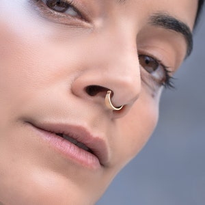 Helix Piercing Ring, Helix Earring, Cartilage Piercing for Women, Solid 14k Gold Clicker Ear Piercing, Handmade Piercing, Gold Daith Earring image 5