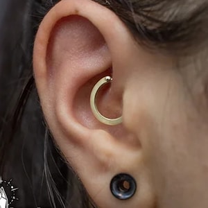 14k Gold Solid Gold Daith Earring, Simple Thick Cartilage Piercing Clicker, Conch Hoop, Septum Ring Auri