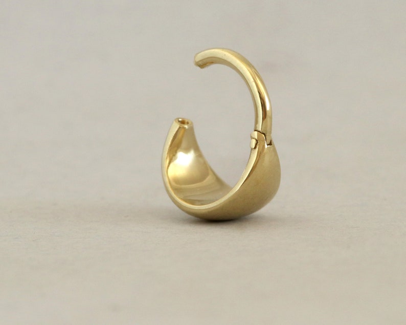 Gold Septum Clicker Ring, Nose Piercing, 18/16g Septum Jewelry, Small Septum Ring, Dainty Nose Ring, Minimalist Nose Ring, Wide Septum Ring image 4
