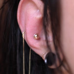 14k Solid Gold Threadless End Labret Piercing Stud, Inner Conch Earring, Tragus Jewelry, Cartilage Push Back Earring, Nose Ring
