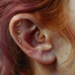 Daith Jewelry – 14K Gold Daith Ring, Gothic Clicker Hoop, Spiky Piercing Jewelry, Helix Earring, Conch Hoop, Cartilage Piercing, 16g 18g