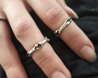 Bones Ring, Witch Ring, Skeleton Ring, Wiccan Ring, Occult Ring, Silver Bone Ring, Gothic Ring, Anatomy Ring, Oxidize Ring