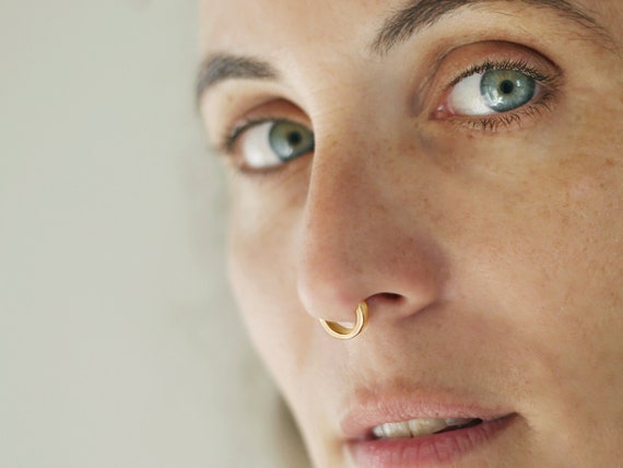 14k Gold Septum Clicker Septum Cuff Septum Jewelry Minimalist Septum Piercing 18g Septum Ring 14k Gold Nose Ring Piercing for Nose Etsy