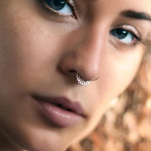 14k Gold Septum Clicker Hoop - Dragon-Inspired Piercing Ring - Septum Jewelry 16G/18G - Daith Clicker - Helix Hoop - Cartilage Earring