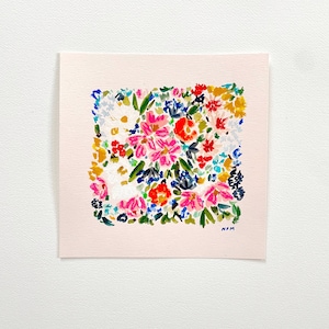 Flower Patch - 1 | Floral Watercolor, Oil Pastels, Original Artwork