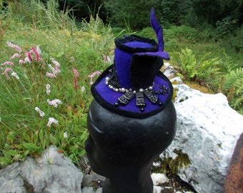 Purple steampunk top hat fascinator
